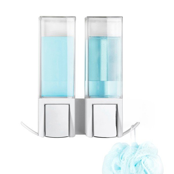 Valge seinale paigaldatav isehoidev topelt seebidosaator Clevek Double Dispenser Double Dispenser Clever - Compactor-image-3