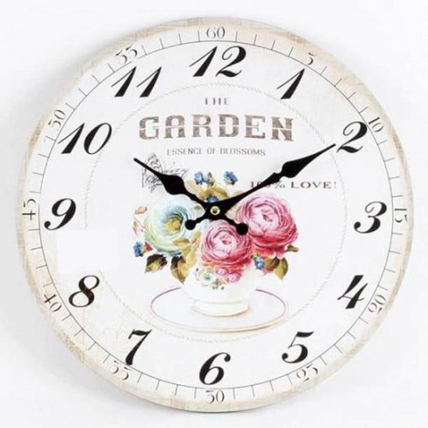 Dřevěné hodiny Flowers I, 34 cm
