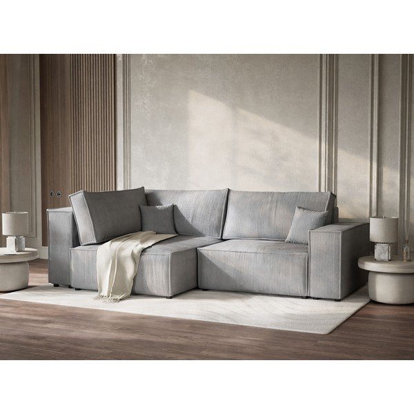 Hall velvetist diivanvoodi/panipaigaga nurgadiivan (vasak nurk/L-kujuline) Tonga - Maison de Rêve-image-4