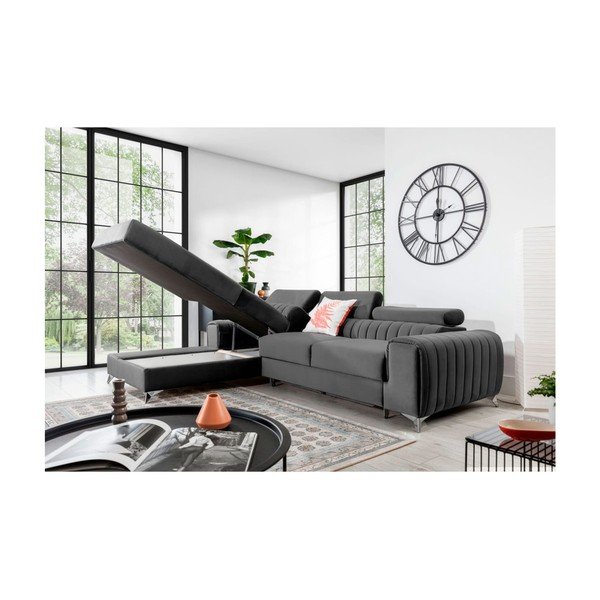 Tumehall sametist lahtikäiv/sahtliga nurgadiivan (vasak nurk/lamamisosaga) Grayson – ELTAP-image-3