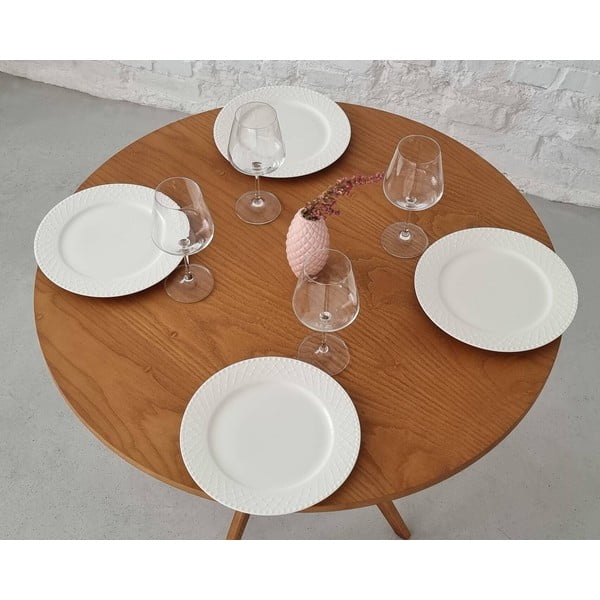 Ümmargune söögilaud saarespoonist lauaplaadiga ø 90 cm Jubi - Ragaba-image-3