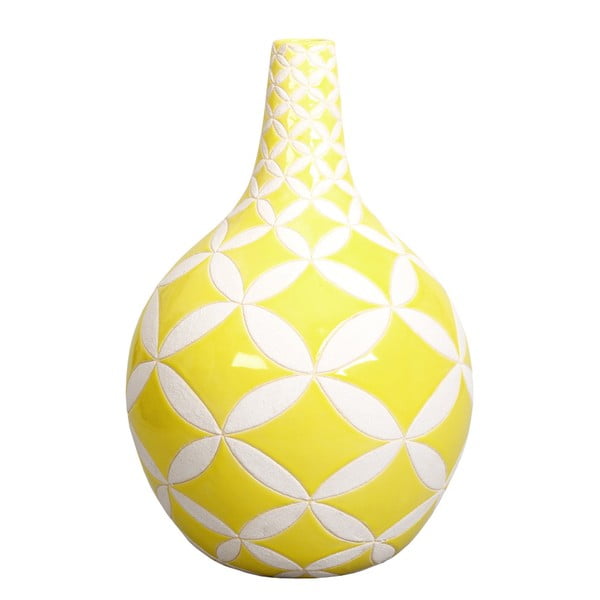 Žlutá ručně malovaná váza Ekewaka