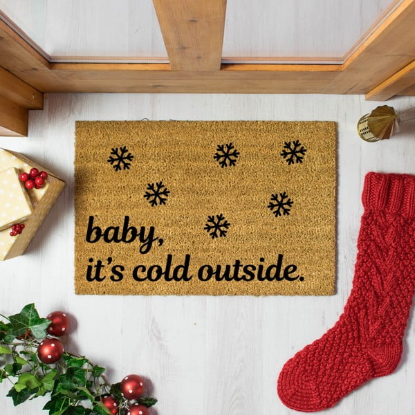 Must looduslik kookosmatt , 40 x 60 cm Baby It's Cold Outside - Artsy Doormats