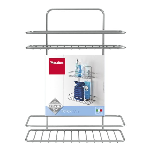 Seinale paigaldatud nurgas vannitoa riiul kahe põrandaga Ref - Metaltex-image-2