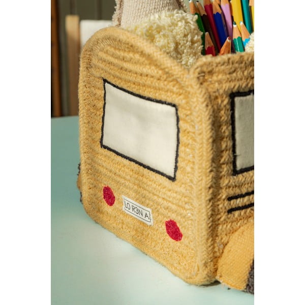 Ookerkollane kangast laste mänguasjakorv 22x19x15 cm School Bus - Lorena Canals-image-4