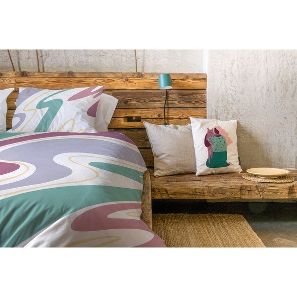 Valge-sinine puuvill-satiinist voodipesu üheinimesevoodile 140x200 cm Student Collection - Butter Kings-image-1