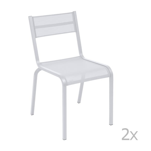 Sada 2 bílých kovových zahradních židlí Fermob Oléron