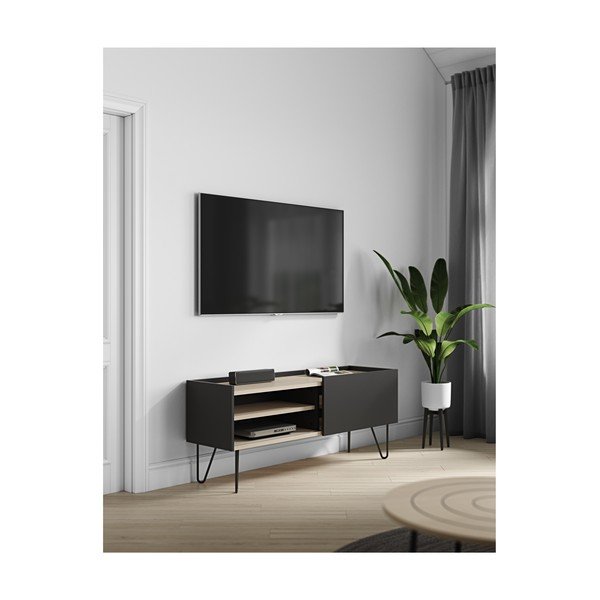 Musta värvi riiuli ja uksega kapp , 140 x 59 cm Nina - TemaHome-image-4