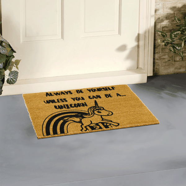 Rohožka z přírodního kokosového vlákna Artsy Doormats Unicorn, 40 x 60 cm-image-1