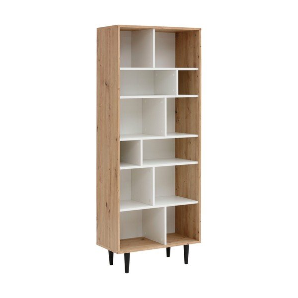 Valge raamaturiiul tammepuust 70x176 cm Legro - Støraa-image-1