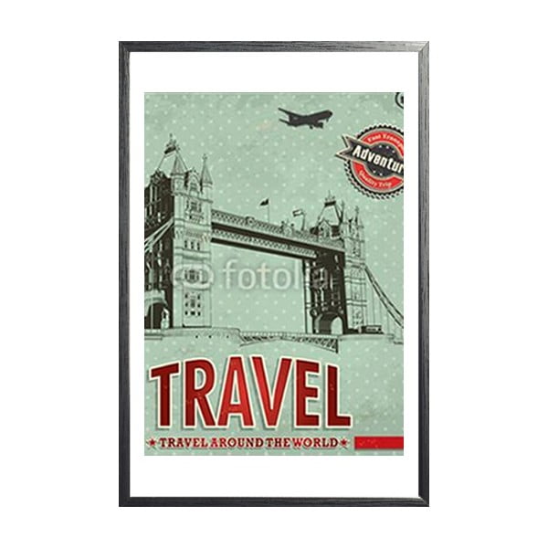 Zarámovaný plakát Vintage Travel London, černý rám