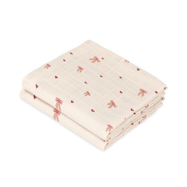 Roosad/beežid musliinmähkmed 2 tk 70x70 cm Bows - Cam Cam Copenhagen