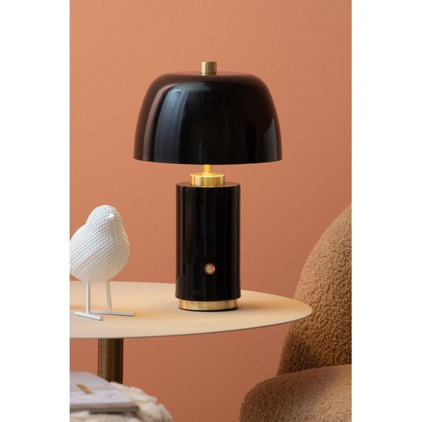 Must dimmerdatav LED lauavalgusti metallist varjuga (kõrgus 30 cm) Freya - Leitmotiv-image-1