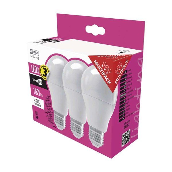 Neutraalsed LED-pirnid 3 tk E27, 13 W komplektis - EMOS-image-1