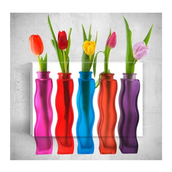 Nástěnný 3D obraz Mosticx Bottles With Flowers, 40 x 60 cm