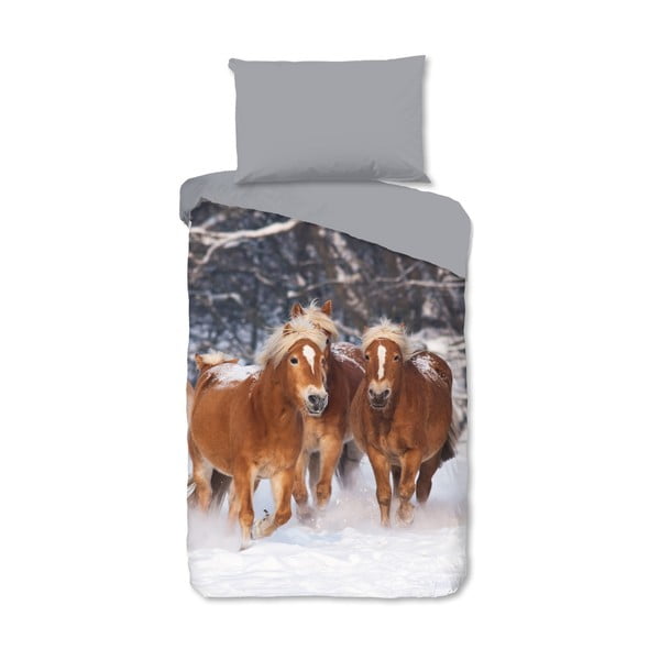 Hall flanell laste voodipesu üheinimesevoodile 140x200 cm Happy Horses - Good Morning