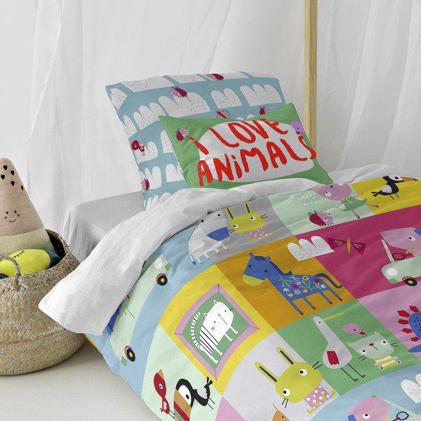 Laste puuvillane voodipesu Patchwork, 140 x 200 cm Patchwork Animal - Moshi Moshi-image-1
