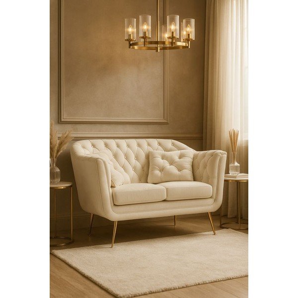 Kreem sametist diivan 130 cm Budapest - Mauro Ferretti-image-1