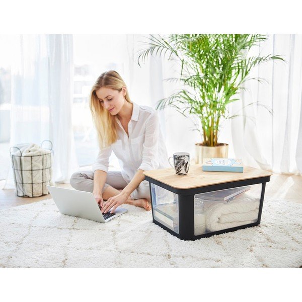 Must plastikust hoiukarbi kaas 57x39x3 cm Albris - Rotho-image-1