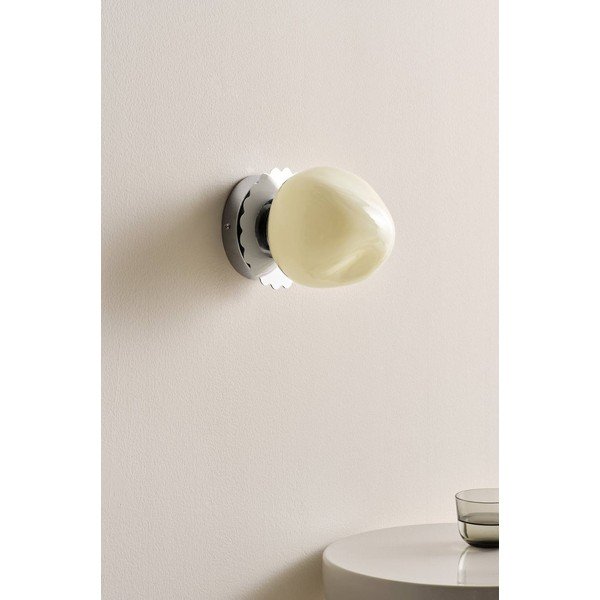 Kreemjas/läikiv hõbedane opaalklaasist laelamp, ø 12 cm Bon - Jotex-image-2
