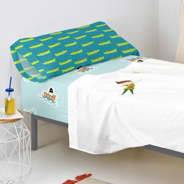 Helesinine elastne puuvillane lina , 90 x 200 cm Flying Boy - Mr. Fox-image-4