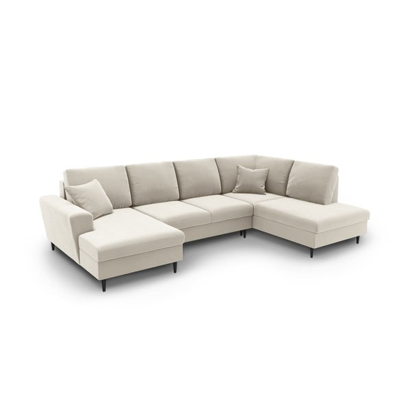 Beež sametist panipaigaga nurgadiivanvoodi (parem nurk/"U"-kujuline) Kyoto - Cosmopolitan Design-image-1