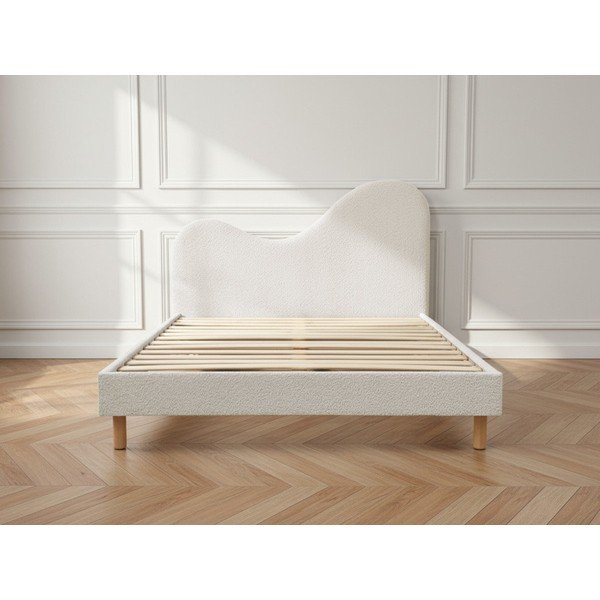 Valge polsterdatud kaheinimesevoodi liistudest raamiga 180x200 cm Celina - Bobochic Paris-image-1