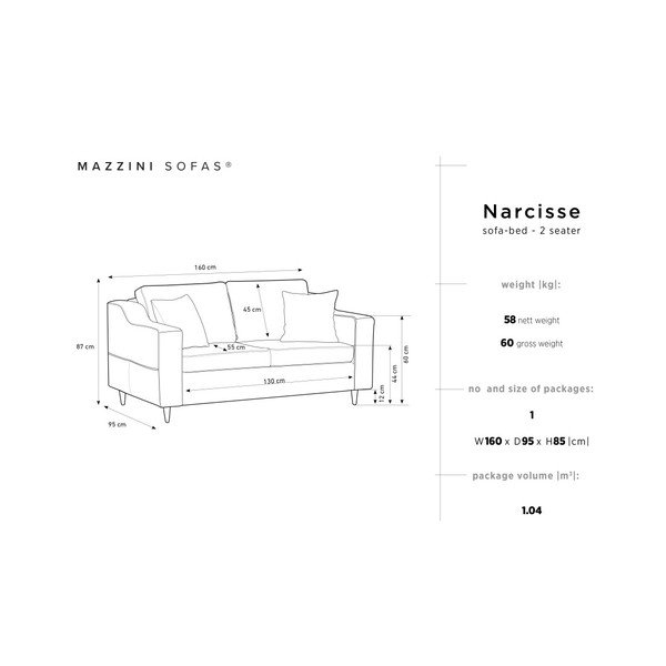 Antracitová dvoumístná pohovka Mazzini Sofas Narcisse-image-1