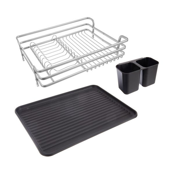 Mustvalge metallist nõudekuivatusrest 43x32 cm Deluxe - Orion-image-2