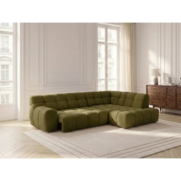 Roheline diivanvoodi/elektrilise istmepikendusega nurgadiivan (vasak nurk/L-kujuline) Andre - Bobochic Paris-image-3