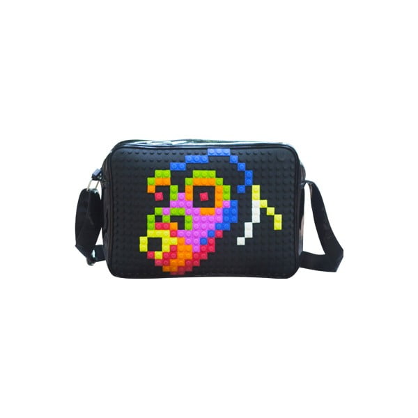 Pixelová messenger taška, black/black