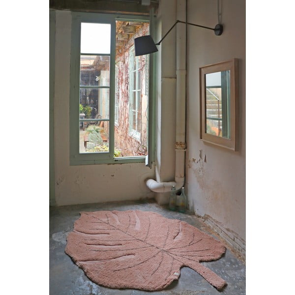 Roosa pestav käsitsi kootud puuvillane laste vaip 120x180 cm Monstera Vintage Nude - Lorena Canals-image-4