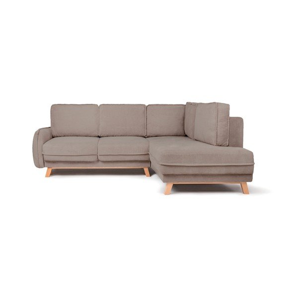 Taupe värvi velvetist diivanvoodi/panipaigaga nurgadiivan (parempoolne/L-kujuline) Tori - Bonami Selection