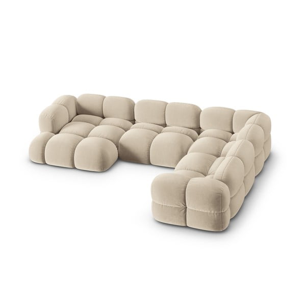  Beež sametist nurgadiivan (parem nurk/U-kujuline) Loretto – Cosmopolitan Design