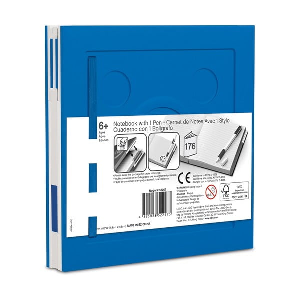 Sinine ruudukujuline märkmik geelpliiatsiga , 15,9 x 15,9 cm - LEGO®-image-2