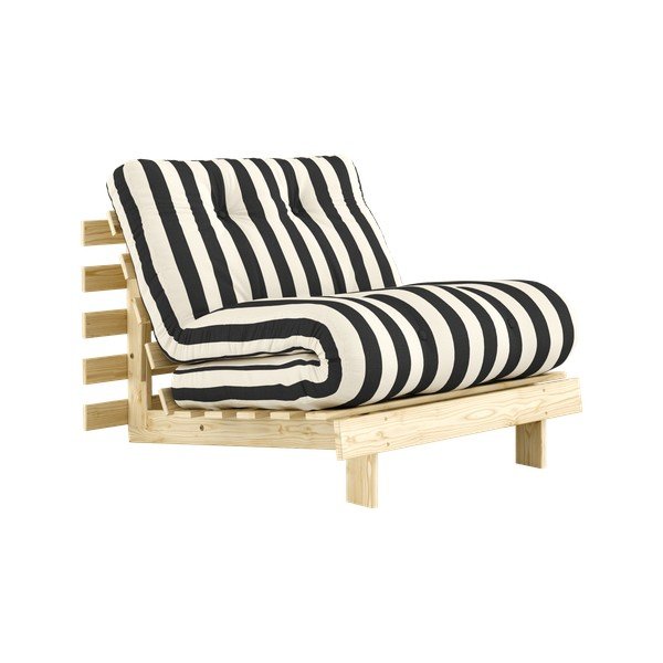 Mustvalge kokkupandav futon/puidust tool Roots - Karup