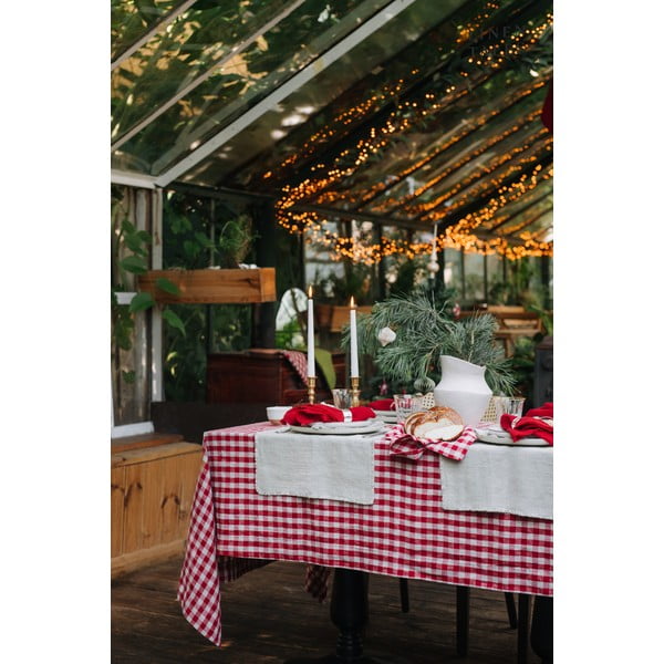 Punased riidest taldrikualused 4 tk komplektis Red Gingham - Linen Tales-image-2