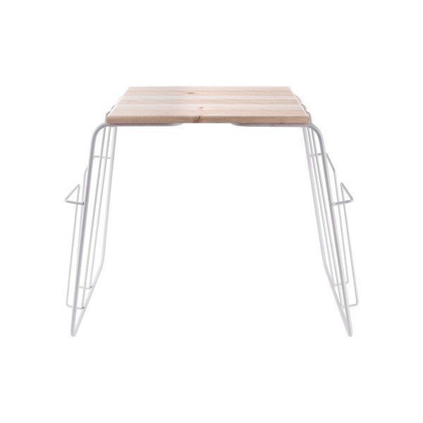 Bílý odkládací stolek s možností uložení časopisů Leitmotiv Wired-image-1