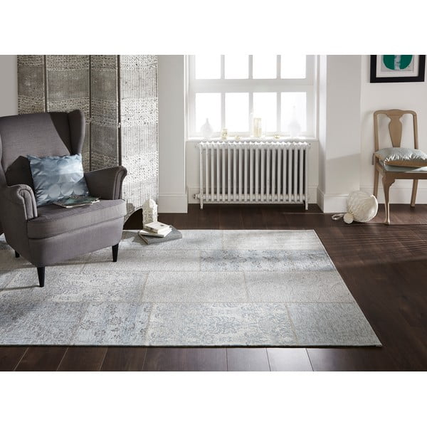 Modrošedý koberec Flair Rugs Patchwork Chenille Duck Egg, 120 x 170 cm-image-3