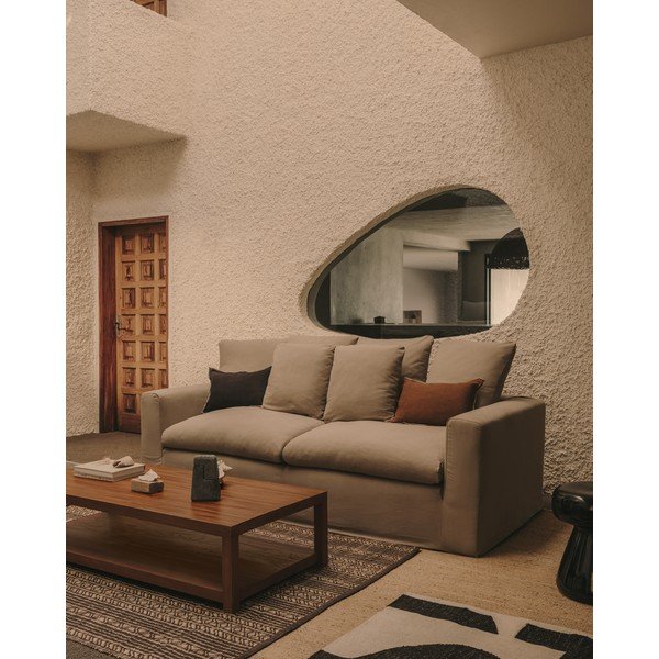 Antratsiitne linane diivan 240 cm Nora - Kave Home-image-4