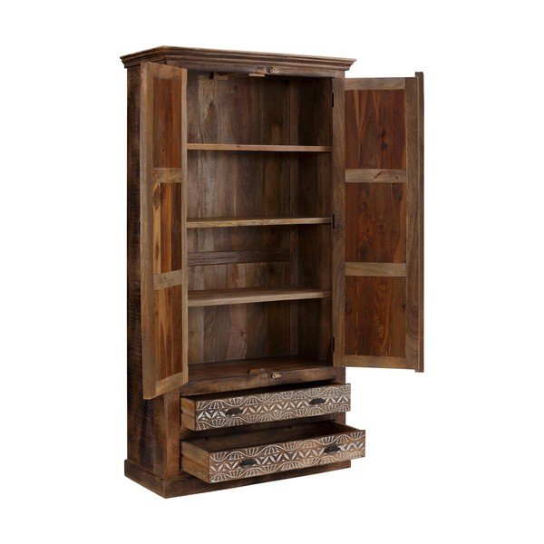 Pruun mangopuust riidekapp 190x45 cm Maneesh - Støraa-image-2