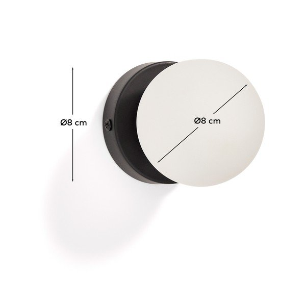 Valge/must metallist seinalamp ø 8 cm Brisia - Kave Home-image-3