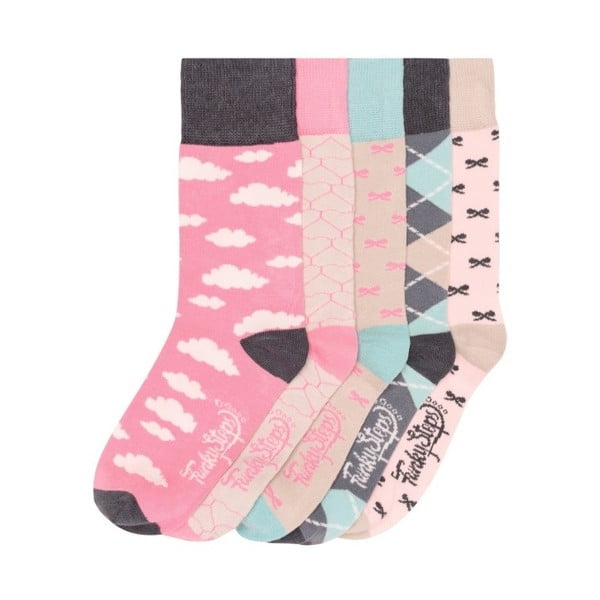 Sada 5 párů barevných ponožek Funky Steps Pinkies, velikost 35 – 39