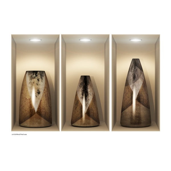 3 kleebise komplekt 3D efektiga puidust vaasidega - Ambiance-image-2