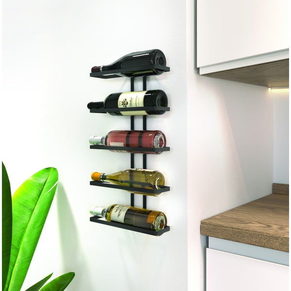 Must metallist seinale paigaldatav veinihoidik 5 pudelile Lava - Metaltex-image-2