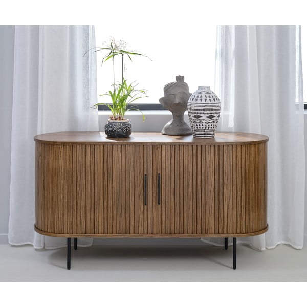 Pruun lükandustega madal kummut 140x76 cm Nola – Unique Furniture-image-1