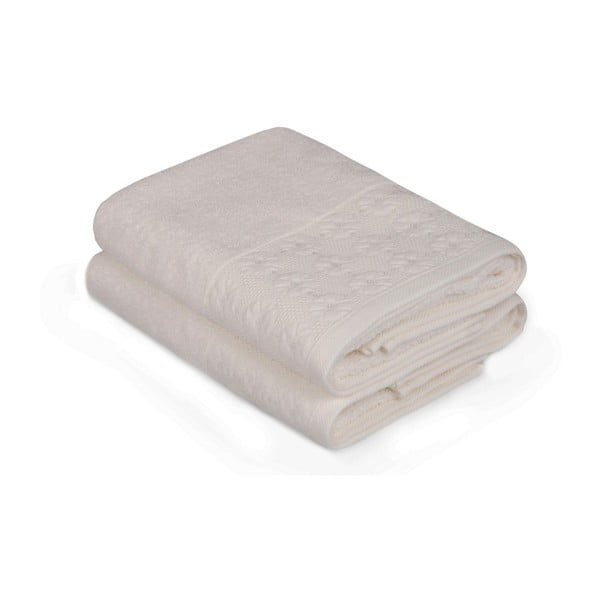 Sada dvou bílých ručníků Provence, 90 x 50 cm