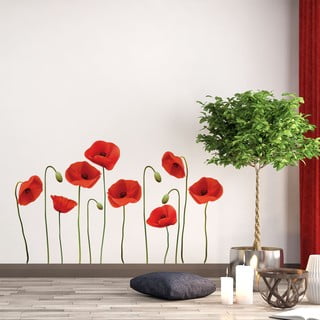Vermeil Poppies seinakleebiste komplekt, 60 x 70 cm - Ambiance