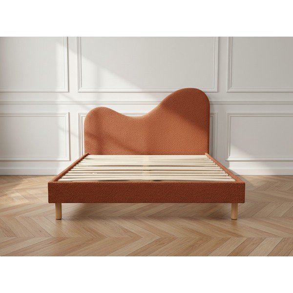Polsterdatud kaheinimesevoodi liistudest raamiga 180x200 cm terrakota värvi Celina - Bobochic Paris-image-3
