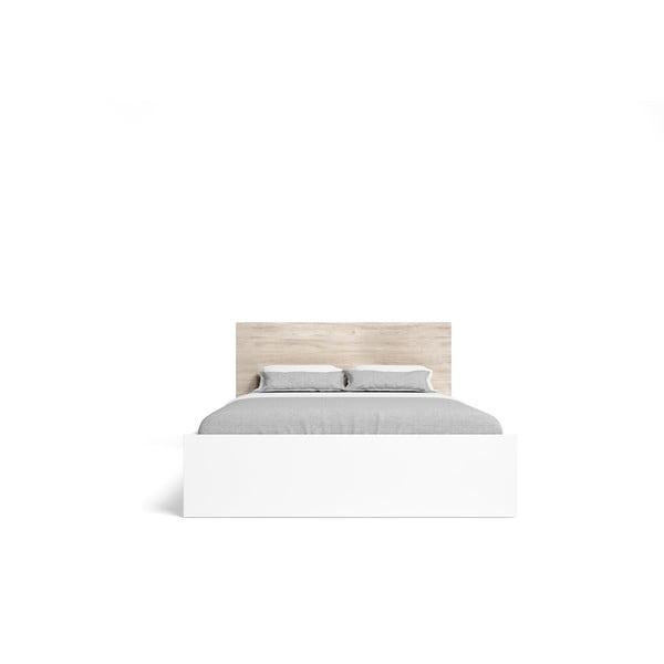 Valge/loomulik kaheinimesevoodi tammepuust 160x200 cm Sahara - Marckeric-image-2